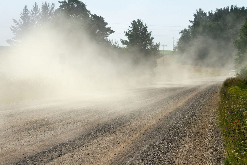 Dust Control Systems that fail result in this image showing uncontrolled road dust